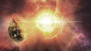 sun digital wallpaper, space, Sun, stars, nebula