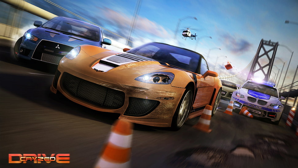 Drive Cry digital wallpaper, 3D, Chevrolet Corvette, digital art, helicopters HD wallpaper