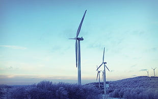 white windmill, nature, sky, landscape HD wallpaper