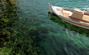 white and beige boat on body of water photogrpahy