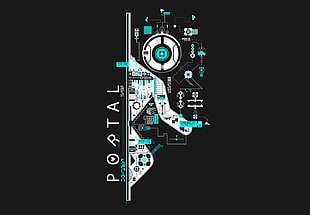 teal and white Portal floor plan, Gamer, gamers, Portal (game), Portal 2