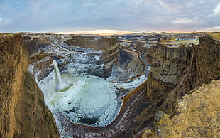 water falls, mountains, ice, waterfall, Palouse Falls