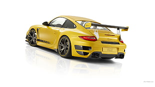 yellow Volkswagen 5-door hatchback, Porsche 911, car, yellow cars HD wallpaper
