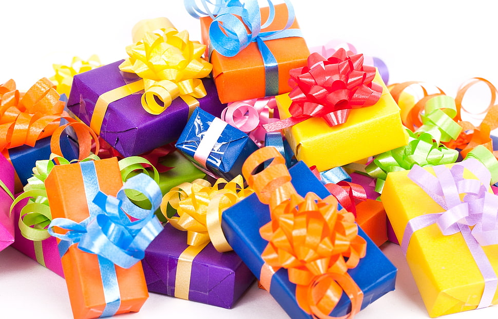 assorted color gift box lot HD wallpaper