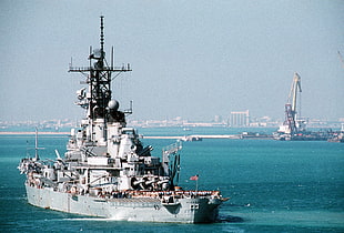 gray warship, warship, vehicle, ship, military HD wallpaper