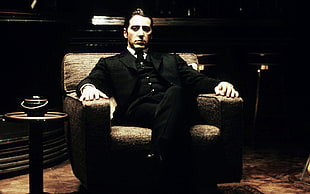 men's black notched lapel blazer, Al Pacino, The Godfather, movies, Michael Corleone HD wallpaper
