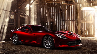 red coupe, Dodge Viper, Dodge, red cars, vehicle HD wallpaper