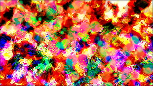 red and multicolored abstract painting, abstract, LSD, trippy, brightness HD wallpaper