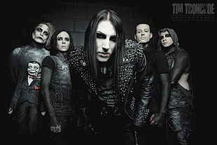 black and white skull print backpack, Motionless In White, band, metal band, rock bands HD wallpaper