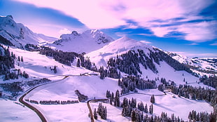 Aerial Image of mountains surrounded by snow