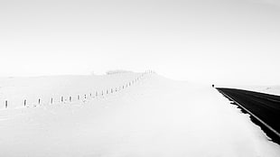 black road, road, winter, landscape, snow