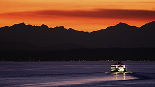 black and white abstract painting, sunset, Seattle, Puget Sound, sunlight