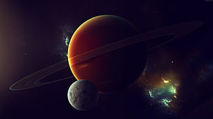 Saturn and neighboring planet on sky HD wallpaper