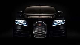 black sports car, Bugatti, car, black cars, vehicle HD wallpaper