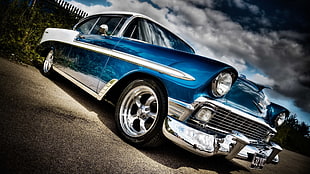 blue coupe, car HD wallpaper