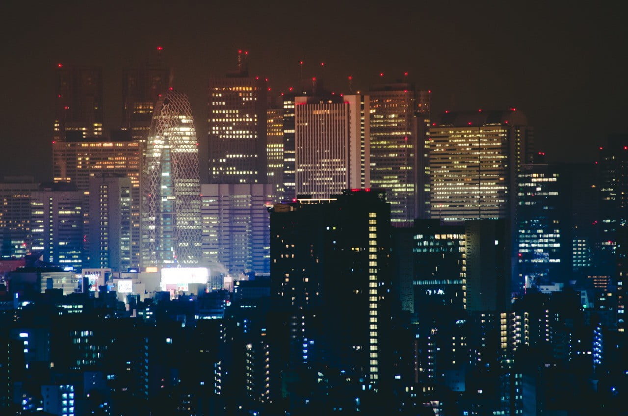 skyscrapers, Japan, city, night