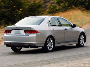 gray Acura TSX on gray road at daytime HD wallpaper