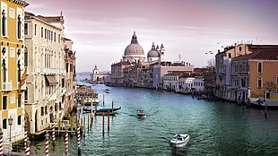 white and brown concrete building, Venice, Italy, boat, city HD wallpaper