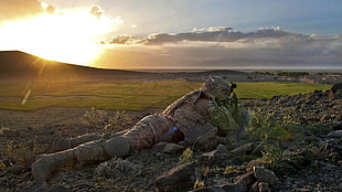 solider crawling on grass field, military, soldier, Afghanistan, War in Afghanistan HD wallpaper