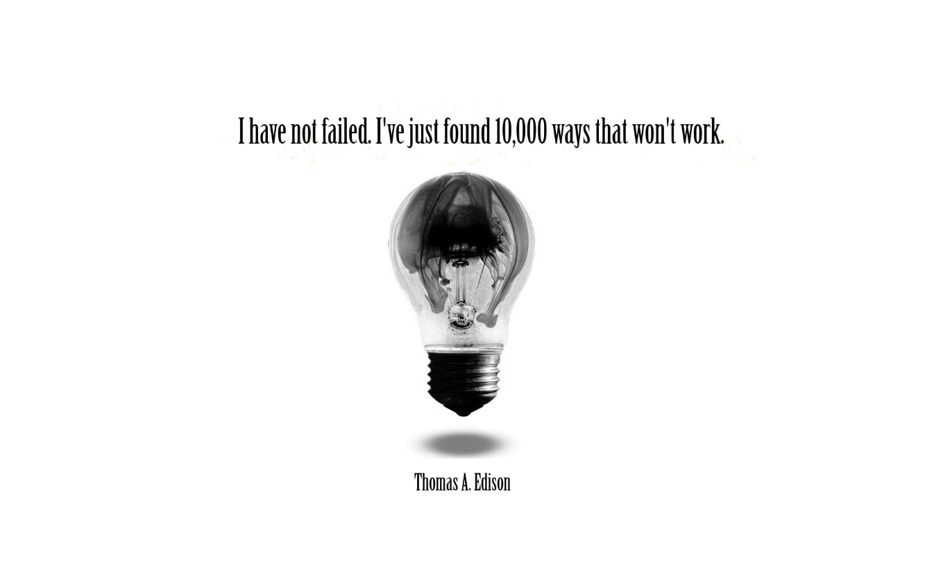 Light bulb with text overlay, Thomas Alva Edison, lamp, text, quote HD  wallpaper | Wallpaper Flare