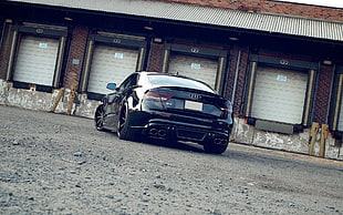 black Audi coupe on road HD wallpaper