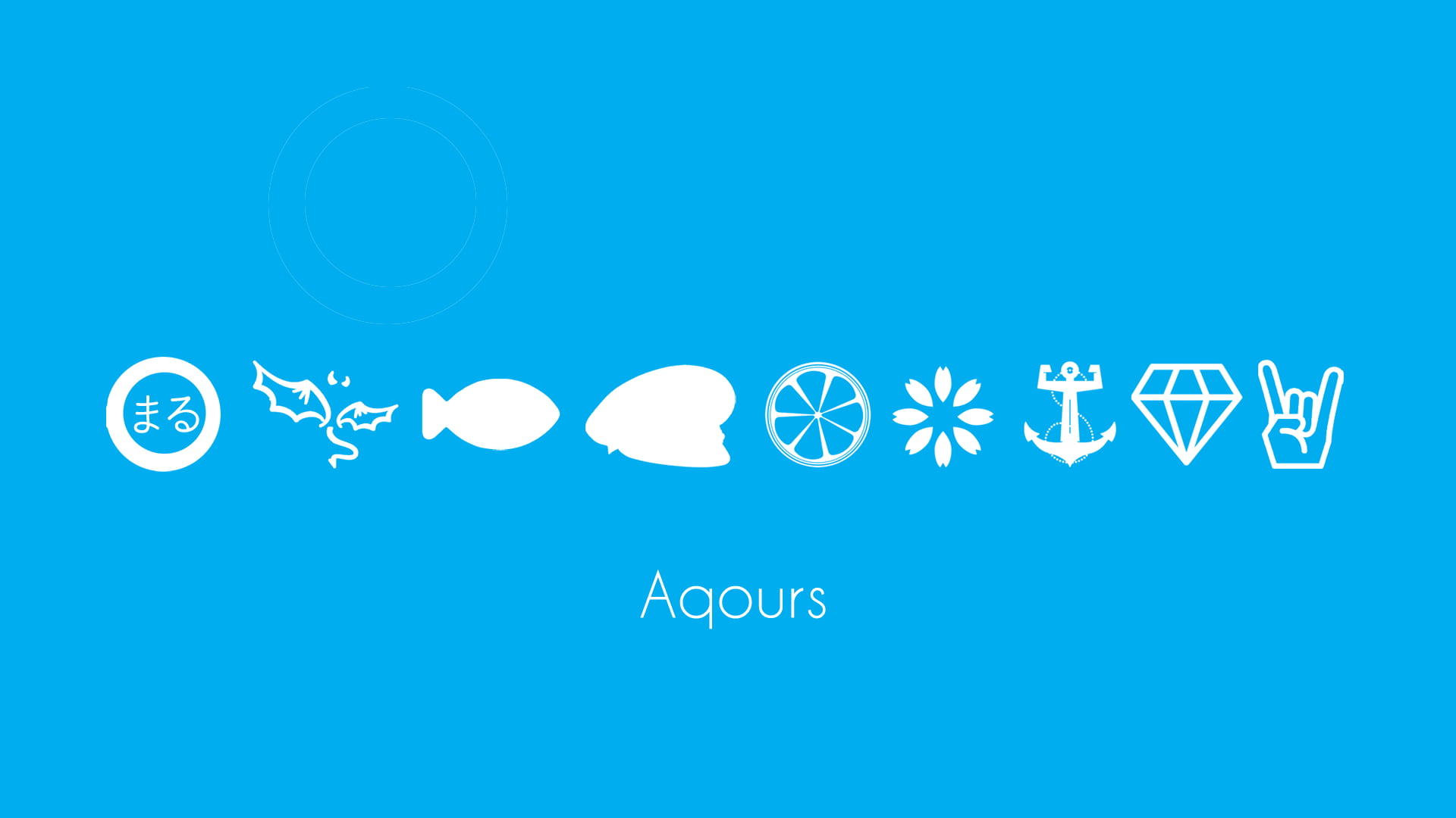 Aqours logo, Love Live! Sunshine, minimalism, blue background, artwork