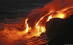 magma illustration, nature, landscape, volcano, lava