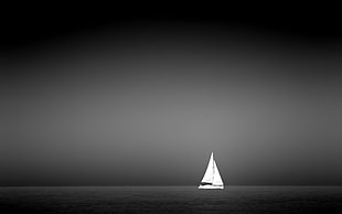 sailboat grayscale photo, monochrome, sky, sea, boat HD wallpaper