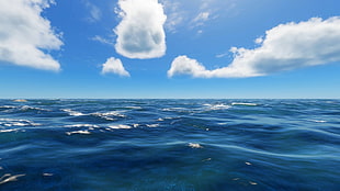 calm body of water and nimbus clouds, landscape