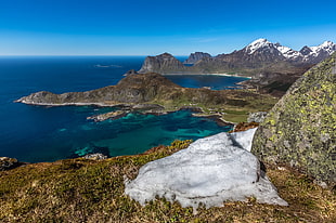 grey stone, Lofoten Islands, nature, sea, landscape