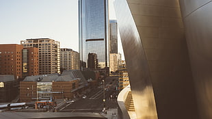 high rise buildings, sunset, city, building, architecture