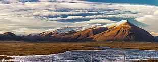 brown mountains and white nimbus clouds illustration, iceland