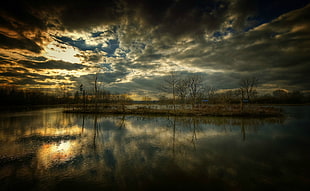 body of water, nature, landscape, sunset, lake