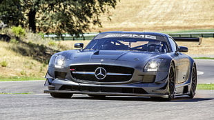 black Mercedes-Benz coupe, Mercedes SLS, car, Mercedes Benz, vehicle HD wallpaper