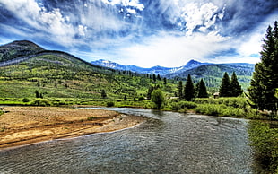 river near mountains, landscape, river, hills, nature