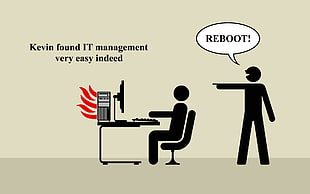 reboot! illustration, office, cartoon, computer, humor HD wallpaper