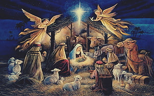 Nativity of Jesus painting HD wallpaper