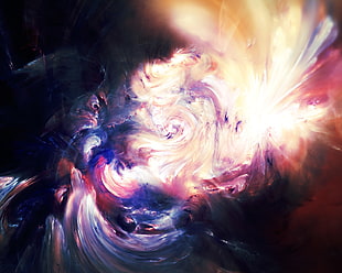 blue, orange, and purple nebula wallpaper, abstract, painting