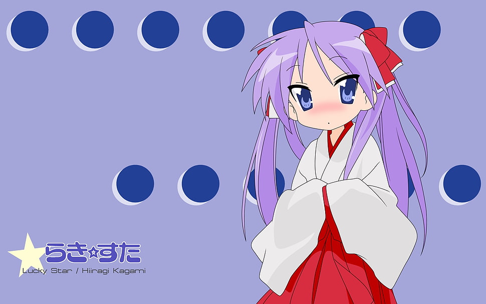 purple haired female anime character HD wallpaper