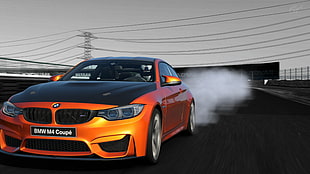 orange and black BMW M4, BMW M4 Coupe HD wallpaper