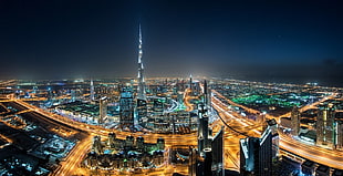 panoramic photography of city, landscape, cityscape, Dubai, skyscraper HD wallpaper