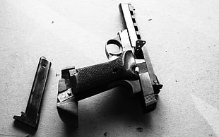 black automatic pistol, photography, pistol, gun, Target pistol HD wallpaper