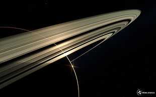 Saturn illustration, space, spaceship, planet, rings HD wallpaper