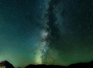green galaxy digital wallpaper, nature, stars, Milky Way HD wallpaper