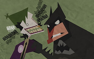 laughing The Joker and Batman illustration HD wallpaper