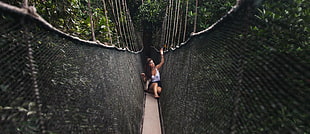 woman in a woven bridges HD wallpaper