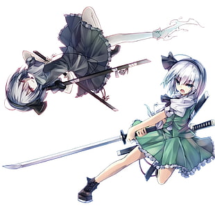 female short gray-haired anime character wallpaper, Touhou, Konpaku Youmu HD wallpaper