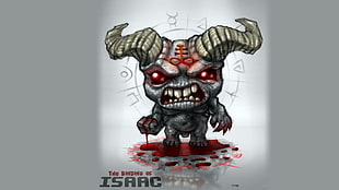 gray and black Isaac illustration, Binding of Isaac, horns, video games, artwork HD wallpaper