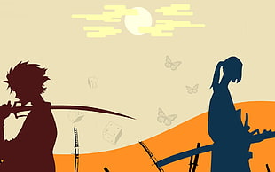 two anime with swords illustration, Samourai Champloo, Mugen, Jin (Samurai Champloo) HD wallpaper