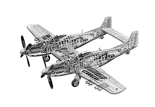 gray plane illustration, aircraft, military, military aircraft, North American F-82 Twin Mustang HD wallpaper